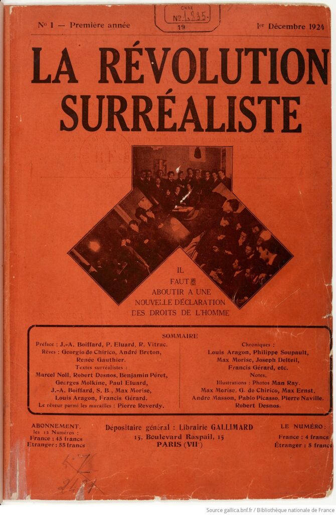 Womit alles anfing: die erste Ausgabe der "Révolution Surrealiste" aus 1924 (Quelle: BNF Gallica)